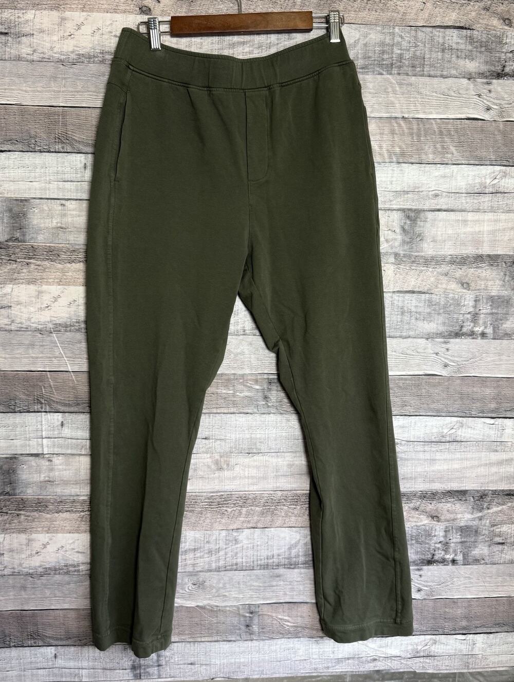 Pact Organic Cotton Boulevard Brushed Twill Pull On Pants Olive Green L Stretch